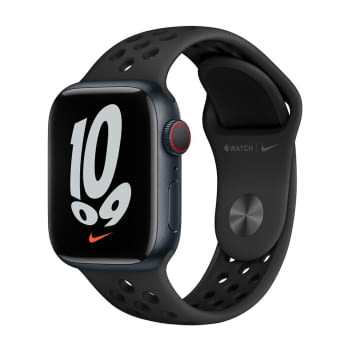 Apple Watch Series 7/ Nike/ GPS/ Cellular/ 41 mm/ Caja de Aluminio en Negro Medianoche/ Correa Deportiva Nike Antracita Negro