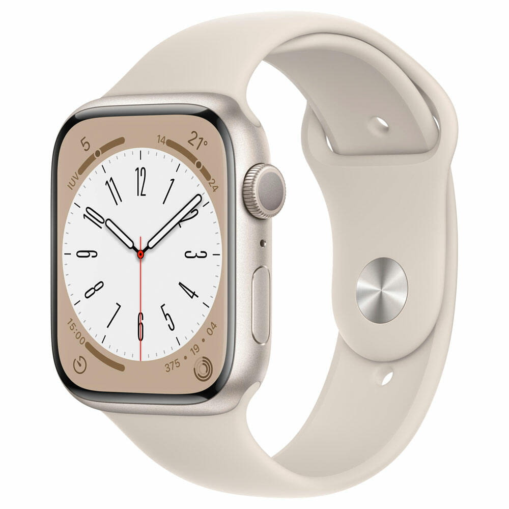 Apple Watch Series 8/ GPS/ Cellular/ 45mm/ Caja de Aluminio Blanco Estrella/ Correa Deportiva Blanco Estrella
