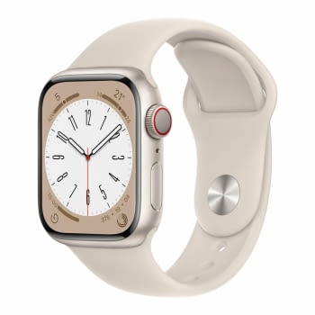 Apple Watch Series 8/ GPS/ 41mm/ Caja de Aluminio Plata/ Correa Deportiva Blanco Estrella